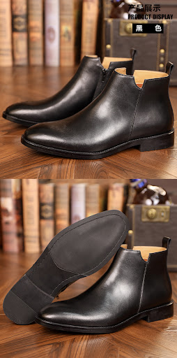 Title 11, Mens British Style Casual Leather Side Zipper ...