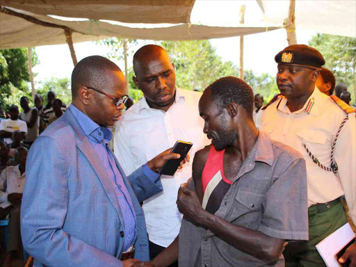 IG Joseph Boinnet with Senator Kipchumba Murkomen during a tour of Kerio Valley to asses insecurity situation last Saturday /MATHEWS NDANYI