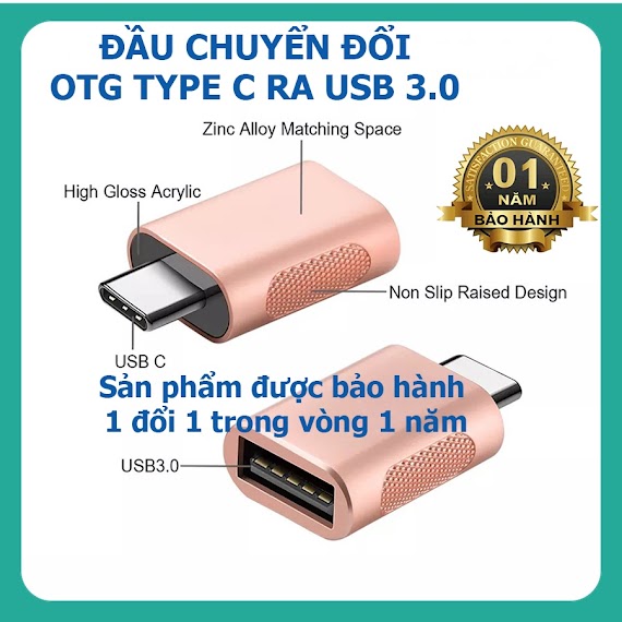 Otg Type C, Đầu Chuyển Usb Type C, Ra Đầu Nối Usb3.0, Tốc Độ 5Gbps