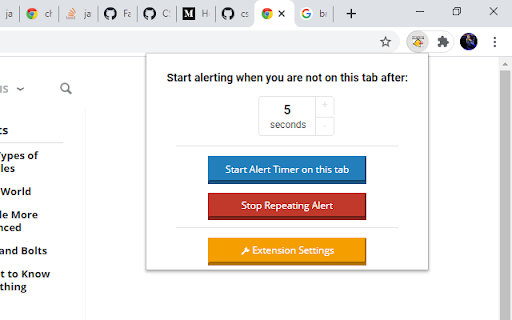 Browser timer alert