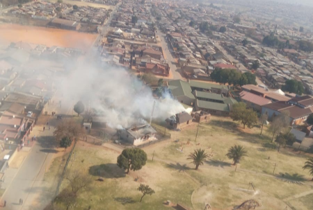 A government building was torched by Thembisa protesters on Monday.