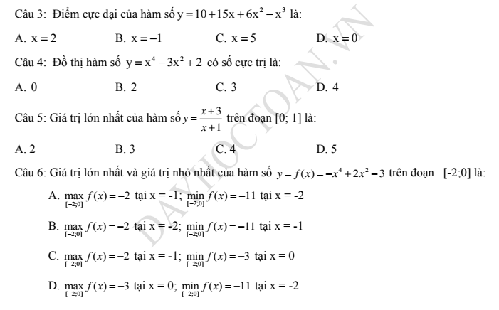 Đề thi học kỳ 1 lớp 12 năm học 2017 2018 môn Toán dayhoctoan.vn