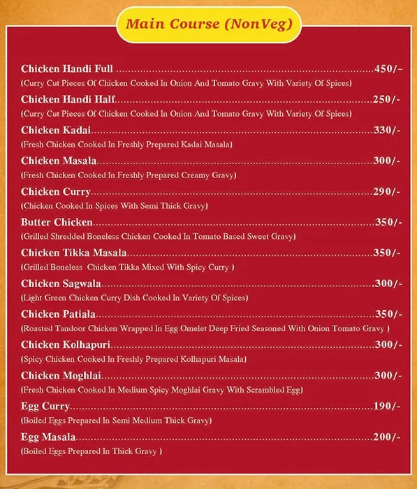 Punjabi Tadka menu 