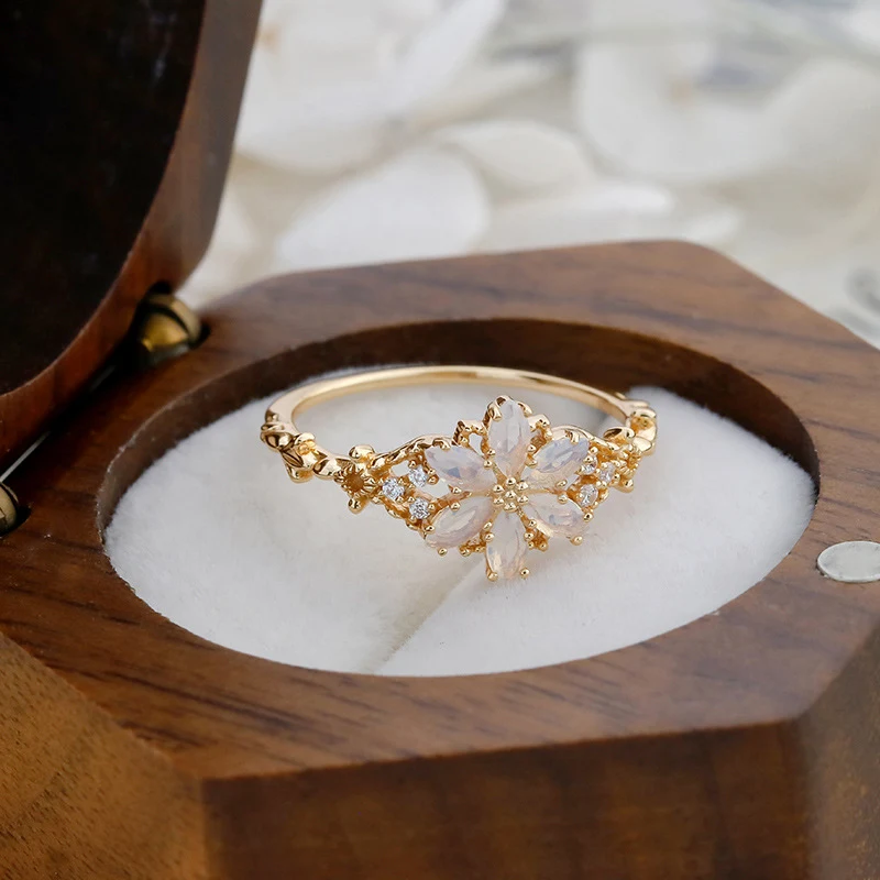 Affordable Luxury Style S925 Silver Plated 14K Gold Opal Zirconia Ring. Elegant and Stylish Ring for Women. Perfect gift