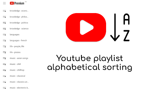 Youtube Playlist alphabetical A-Z sorting