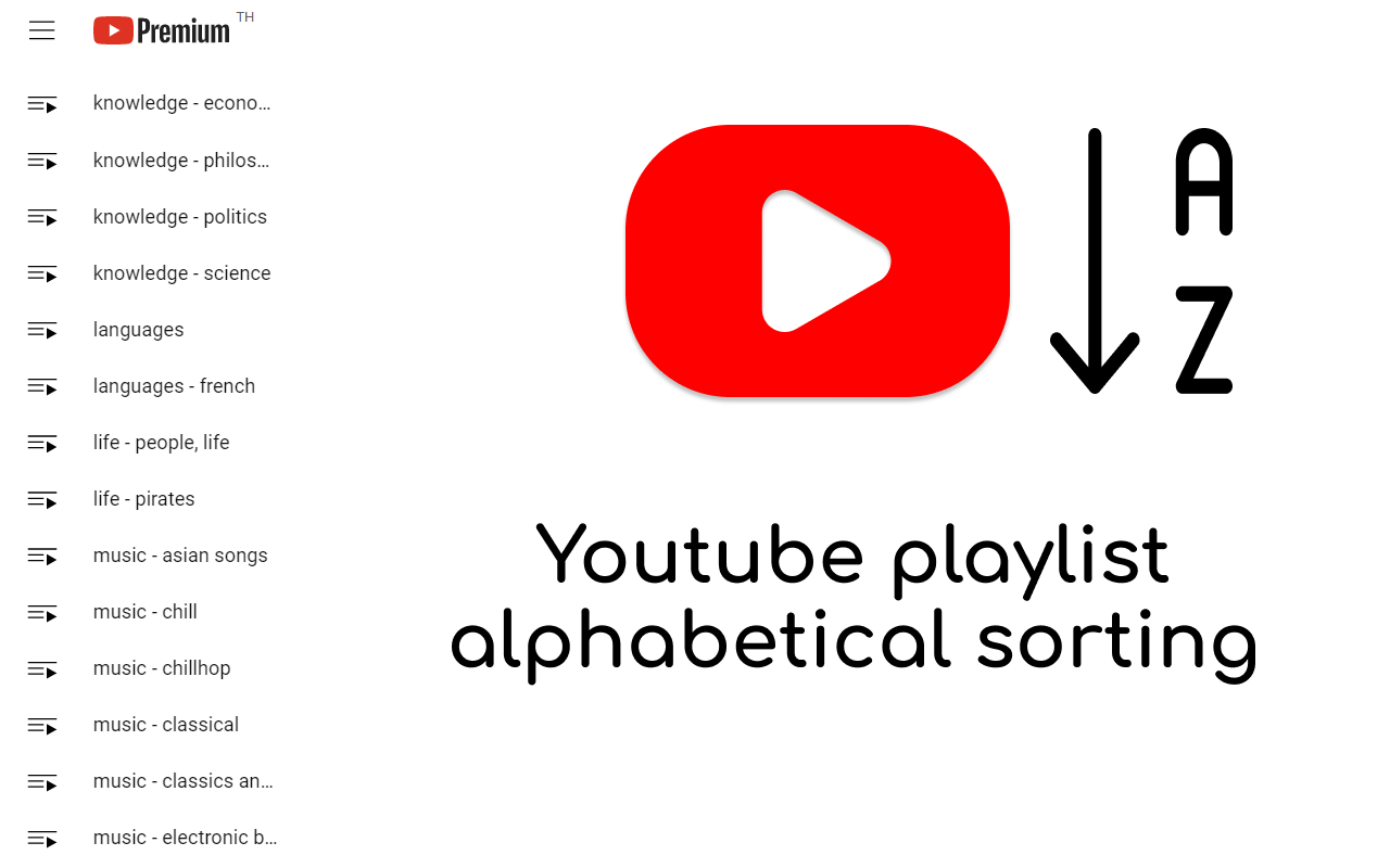 Youtube Playlist alphabetical A-Z sorting Preview image 0