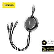 Cáp Sạc Dây Rút 3 Đầu Baseus Golden Loop 3 In 1 Elastic (3.5A, Type C/ I.p/ Micro Usb, Adjustable, Fast Charge Cable)