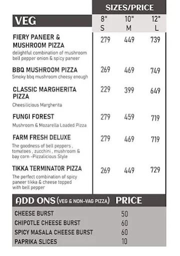 Pizzalicious menu 