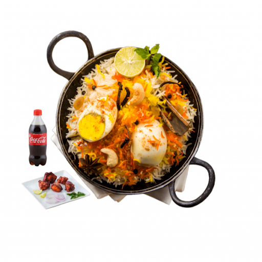 Egg Biryani + 3 Pcs Kabab + Coke 200 Ml