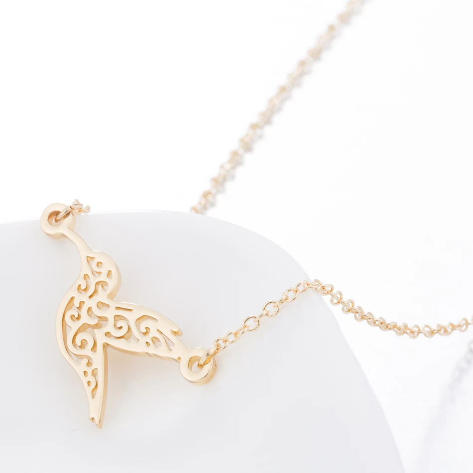 Bird necklace stainless steel animal hummingbird pendant