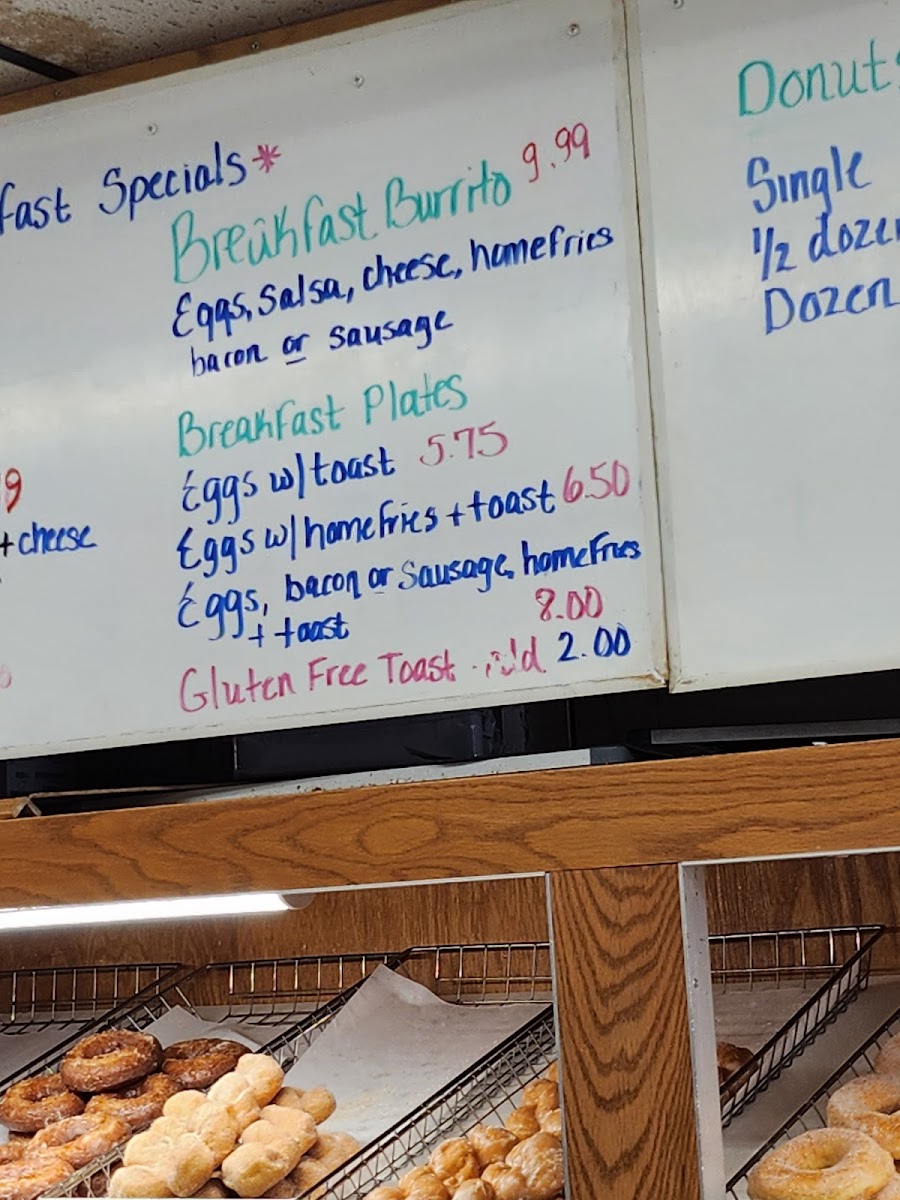 Beach Donut Shop gluten-free menu