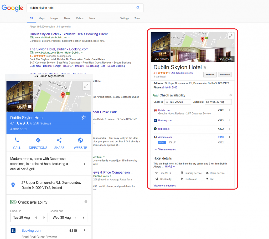 panel de Dublin Skylon Hotel Google Mi Negocio 