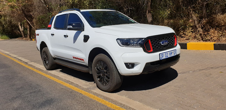 Red and black accents give Ford’s limited-edition Ranger Thunder more attitude. Picture: DENIS DROPPA