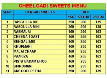 Cheelgadi Sweets menu 