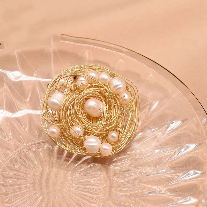 Broche flor de pérola de água doce antirreflexo