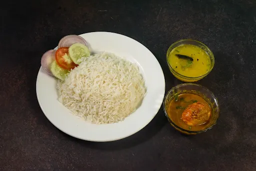 Steamed Rice With Egg Curry [1 Egg] And Salad
