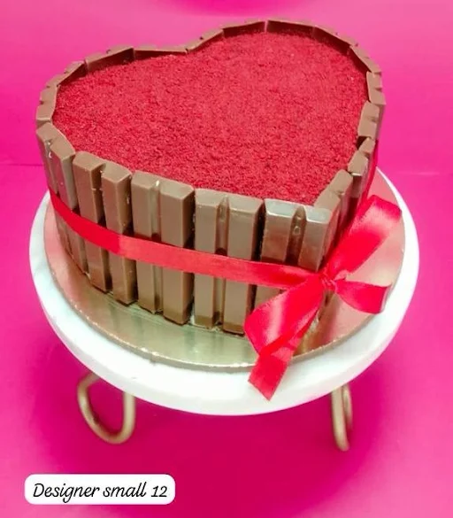 Red Velvet Cheese Heart Cake with Chocolate Stick- Designer Special
