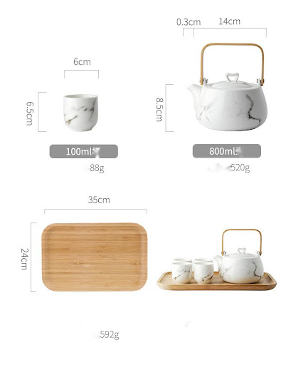 Title 1, Japanese Ceramic Cup Marble Pattern Tea Set Ele...