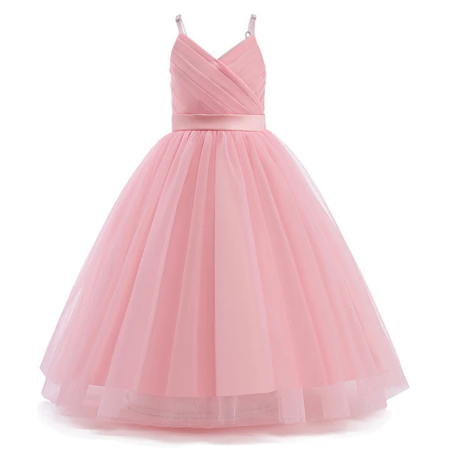 Robe Bouffante Verte Petite Fille avec Bretelles pour Concert de Piano. Élégante et confortable, parfaite pour les performances.