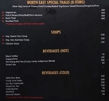 The North East Flavours menu 