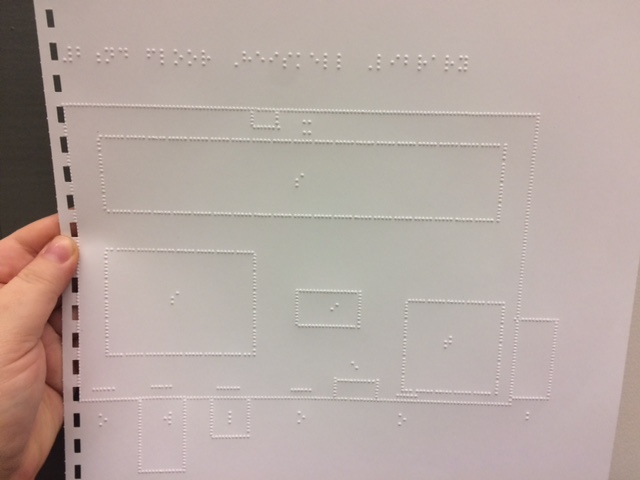 Tactile Floor plan of the Heiskell Library's first floor with braille 