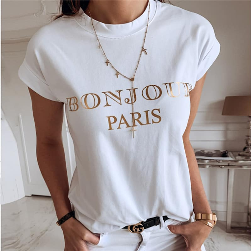 Title 5, Printed Round Neck Slim Short-sleeved T-shirt