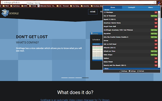 SickRageConnect chrome extension
