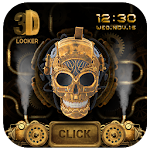 Cover Image of Herunterladen 3D Golden Steampunk Skull Lock Screen 9.3.0.2047 APK