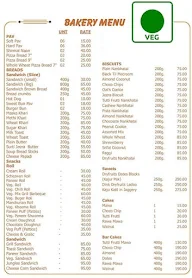 Irani Bakery menu 1