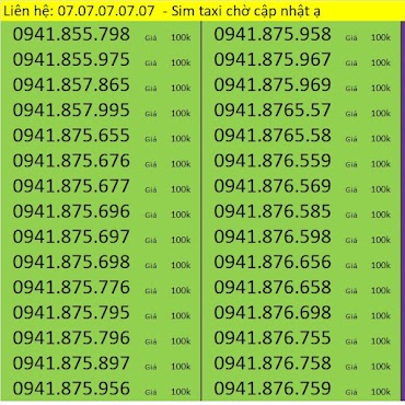 Sim Taxi Lặp 2 - Lặp 3 - Sim Taxi 3 Mạng Mobifone Vinaphone Viettel