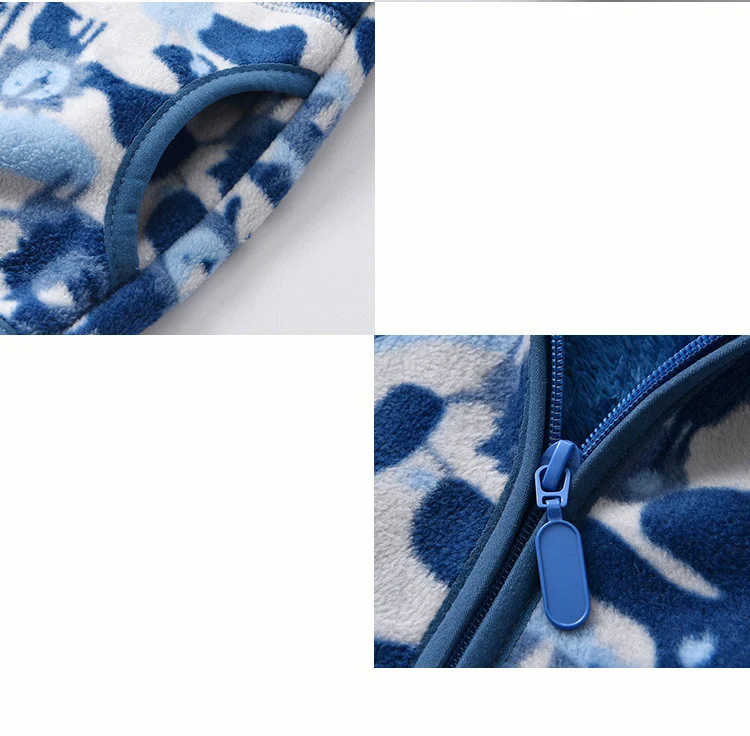 Cartoon jas voor kinderen met fluwelen opstaande kraag, trendy en warm. Perfect voor de koude dagen, houdt de kleintjes heerlijk warm.