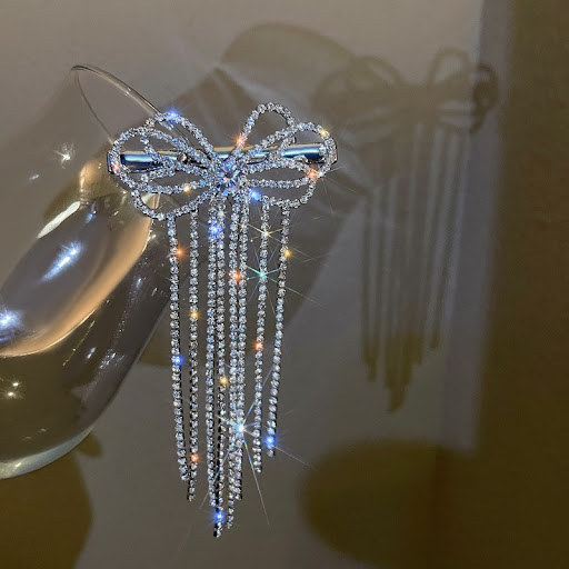 Title 5, Diamond Bow Fringe Hair Clip. Elevate your hair...