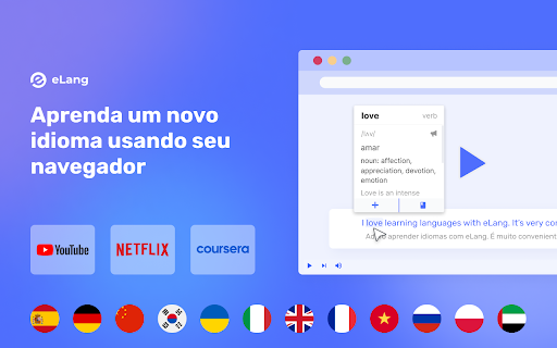 eLang: Aprenda idiomas com Netflix e YouTube