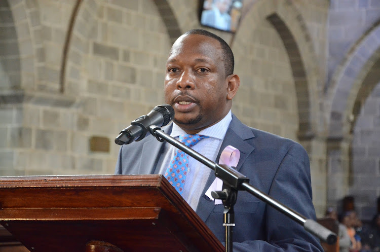 Nairobi Governor Mike Sonko at the late Bomet Governor Joyce Laboso's memorial service at All Saints Cathedral on Thursday, August 1, 2019.