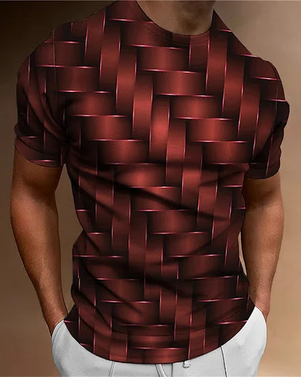 2023 Simple Men'S T-Shirt Geometric Pattern 3d Printed Me... - 2