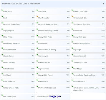 Food Studio Cafe & Restaurant menu 