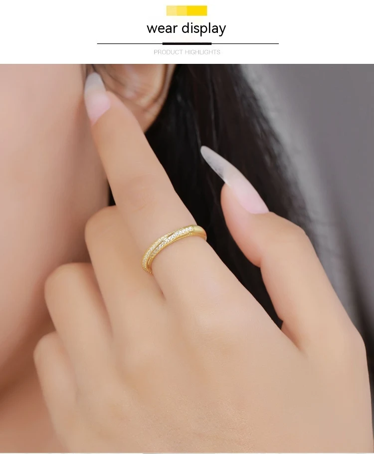 Title 7, Anillo trenzado para mujer con moissanita y laz...