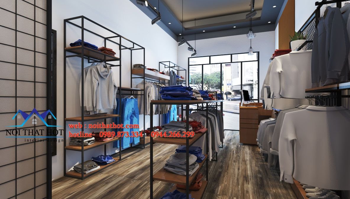 thiết kế shop thời trang nam khỏe khoắn