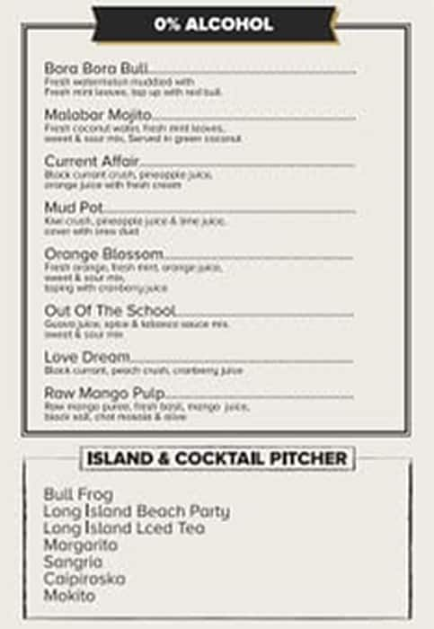 Bora Bora menu 