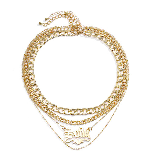Title 5, Simple Exaggerated Multi-layer Hollow Chain Col...