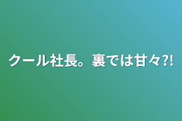 クール社長。裏では甘々?!