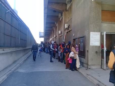 The queue at the Cape Town Refugee Reception Office in Cape Town on Tuesday.