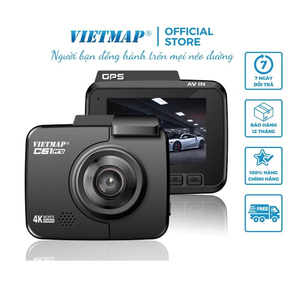 Vietmap C61 Pro - Camera Hành Trình 4K Cảnh Báo Giao Thông Giọng Nói - Nâng Cấp Âm Thanh - Hàng Chính Hãng