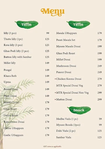 Madras Tiffin Room menu 