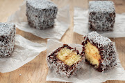 An Australian treat, lamingtons are little squares of sponge cake which are coated in something sweet and sticky (think chocolate or jam) before being rolled in desiccated coconut.