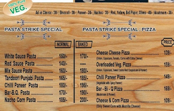 Pasta Strike menu 