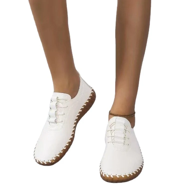 Chaussures Mom confortables en tendon de bœuf, semelle souple, bout rond, plates, faciles à enfiler, idéales pour un usage quotidien.