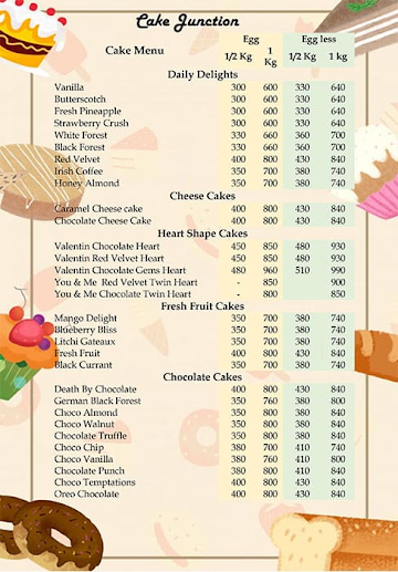 Cake Junction menu 