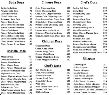 Sigdi Dosa & Frankie Corner menu 