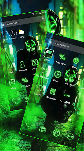 Neon Cool Man Mask Theme APUS Launcher